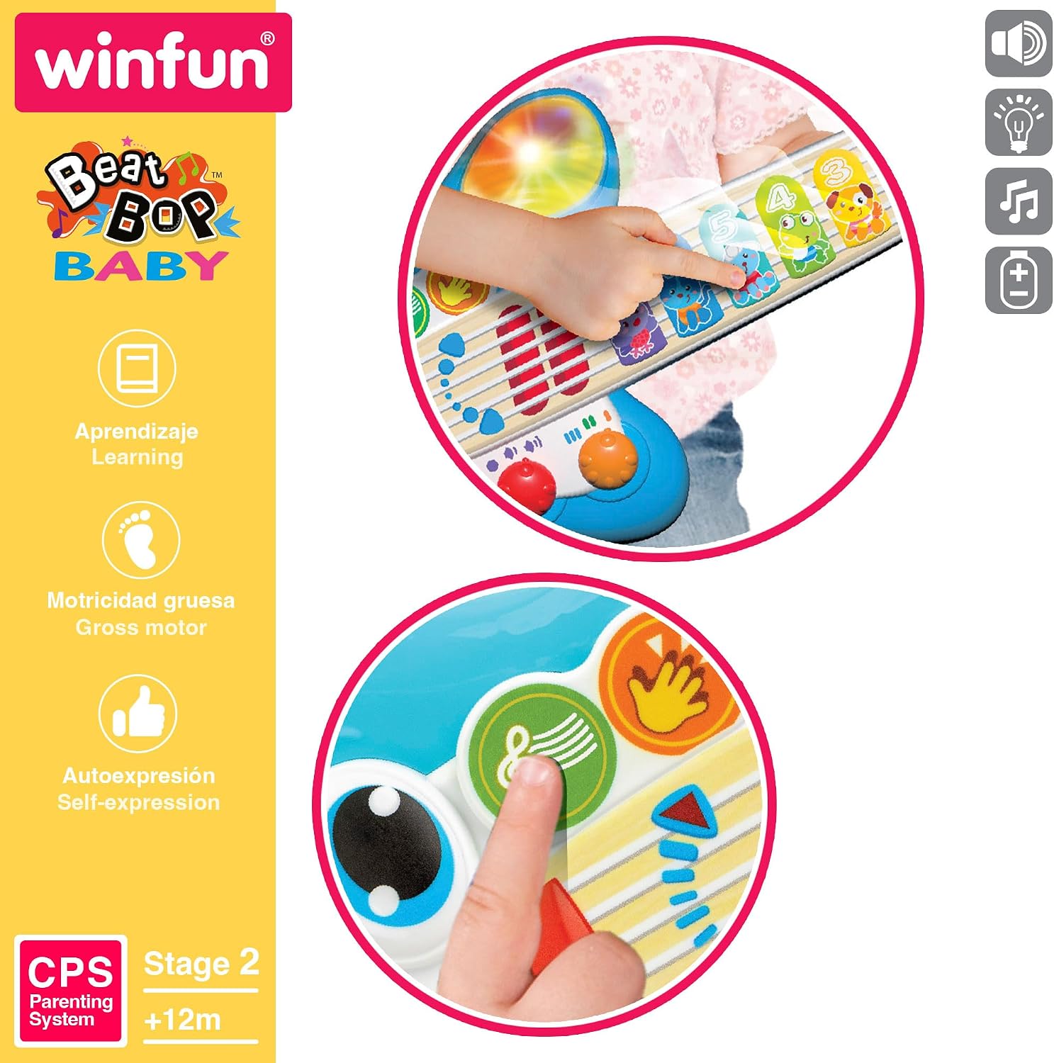 Winfun Children's Guitar, Electric Guitars for Babies, Toys with Music, Light and Sound, Musical Toy, Baby Gifts 1 Year, 47259