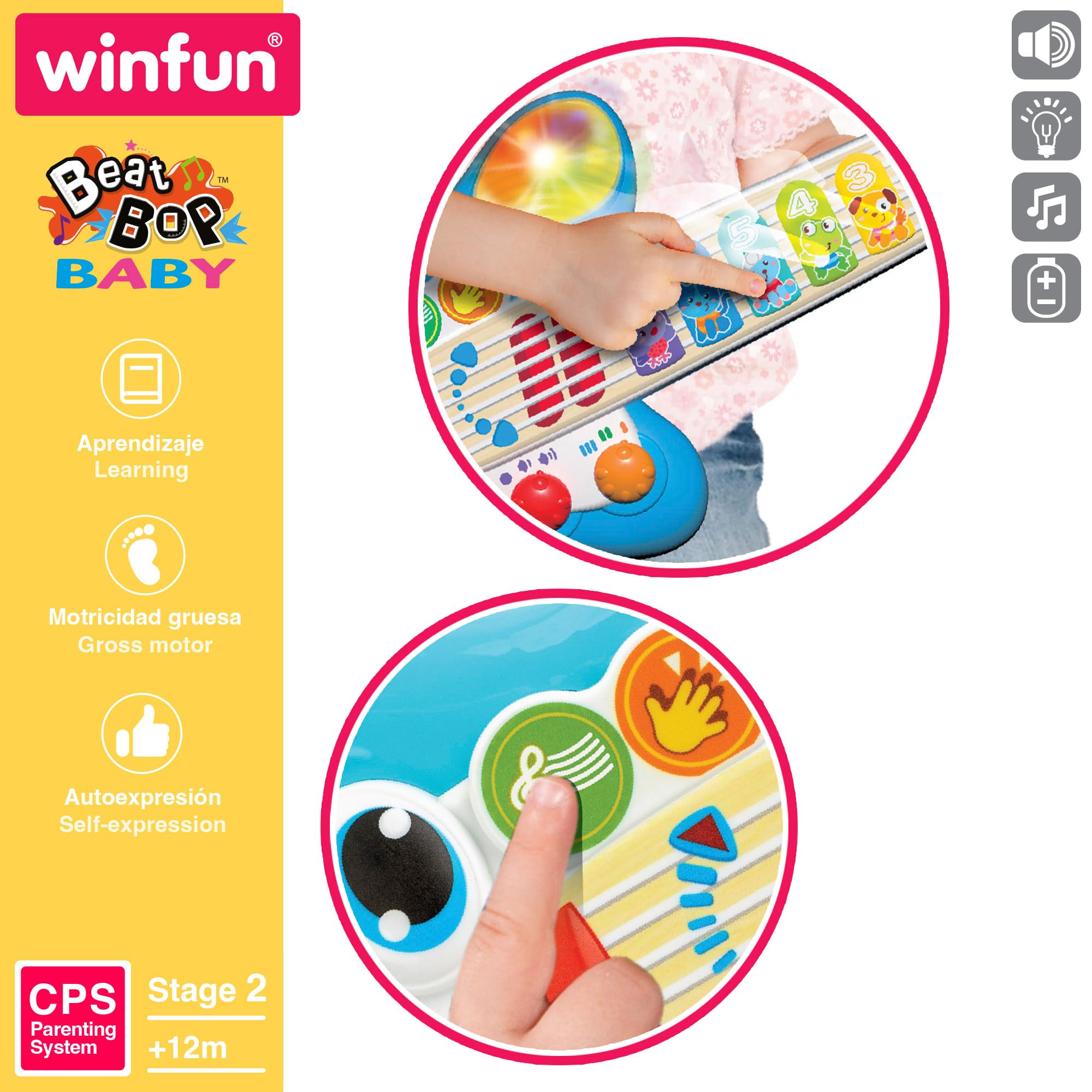 Winfun Chitarra per bambini, Chitarre elettriche per bambini, Giocattoli con musica, Luce e suono, Giocattolo musicale, Regali bambino 1 anno, 47259