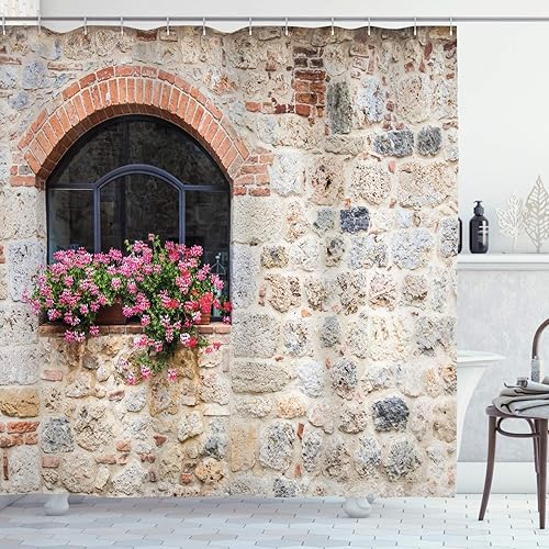 Miniatura 55 de ambesonne Decor Collection tela de poliéster cortina de ducha de baño Gris Verde,Verde coco.,Fucsia Beige,Rosa y blanco,Ámbar Bronceado Gris,Manzana