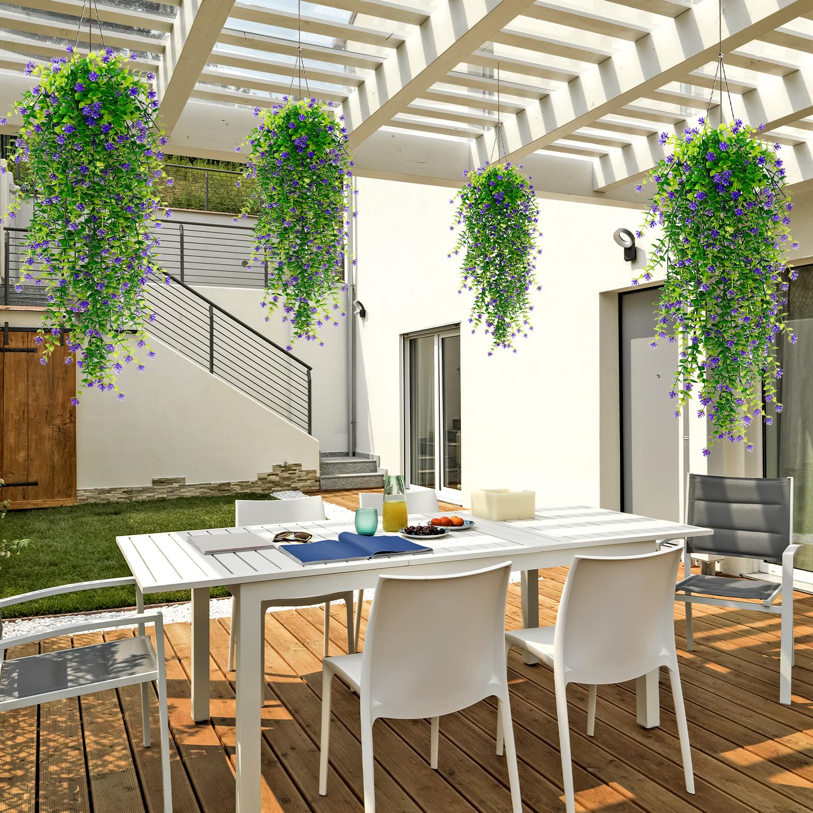 Amazon.de: SOMYTING 6 Stck kunstblumen Outdoor wetterfest UV-bestndig  knstliche balkonpflanzen hngend Knstliche Blumen Kunstpflanzen  Balkonpflanze Plastikblumen fr Auen Balkonkasten GartenLila