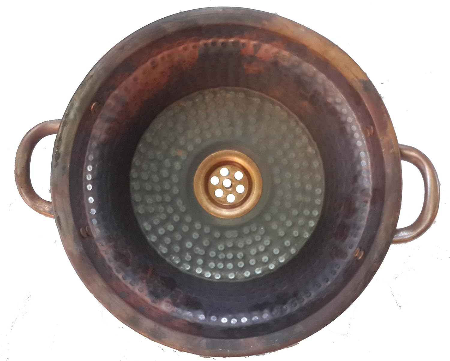 Small Copper Bath Kitchen Bar Prep Handles Vanity Vessel Sink Toilet Renovation Renewal Above Counter Washbasin Compact Fired Rustic Wash Bowl Basin Lavatory Washstand Above Counter Washroom Sinkhole