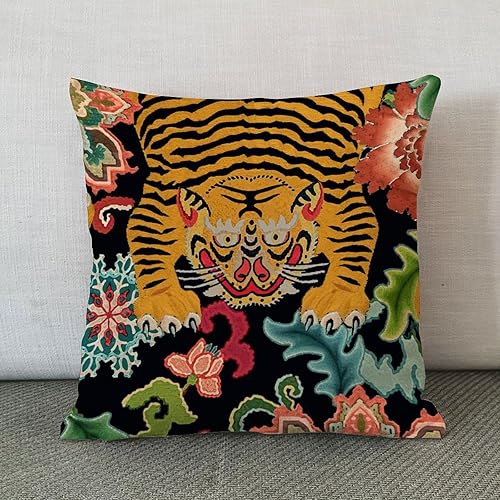 Vista 223 de ArogGeld Chinoiserie - Fundas de almohada escénicas asiáticas, estilo asiático, funda de almohada azul y verde Kelly, funda de cojín para decoración