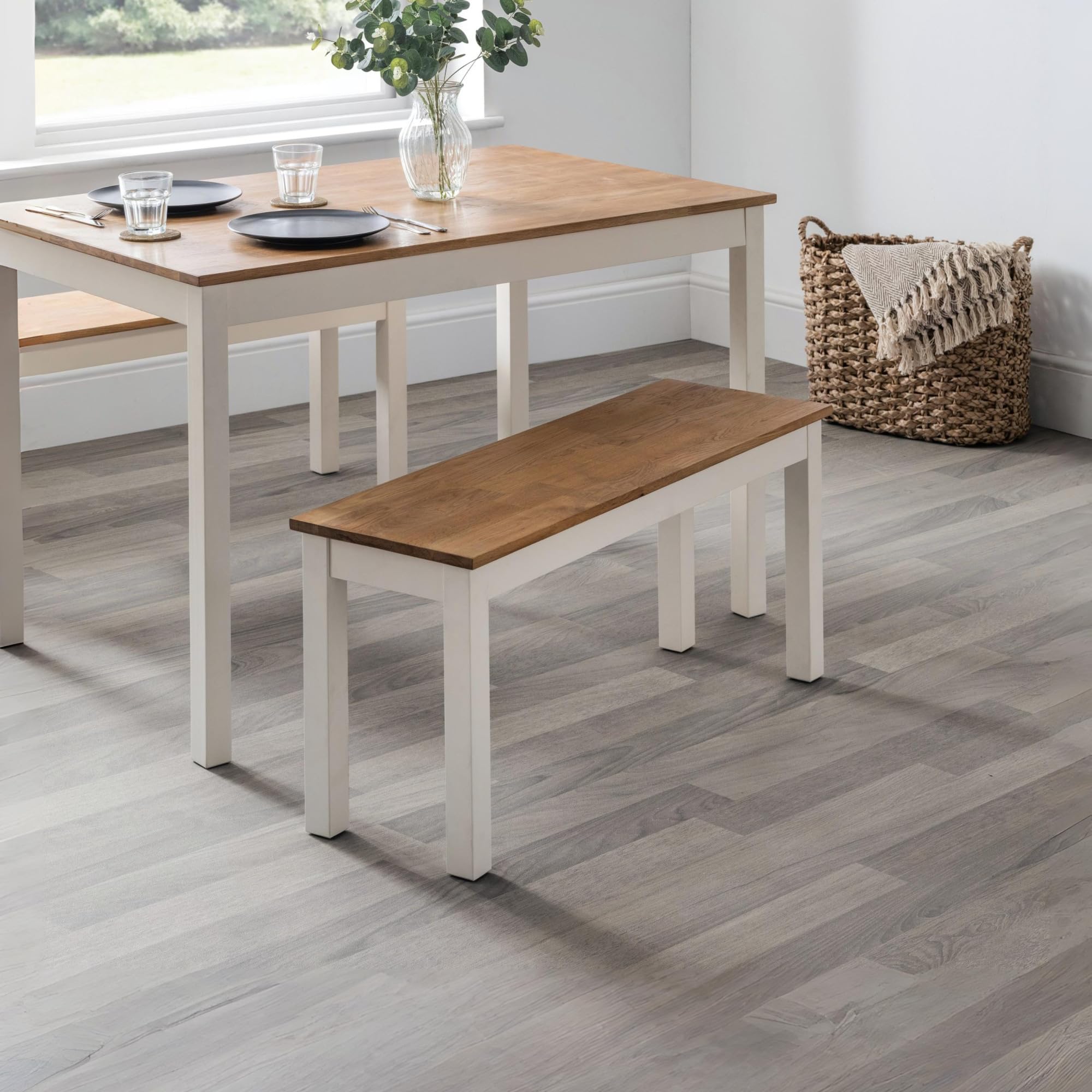 Julian Bowen Coxmoor Bench - Ivory/Oak Benches