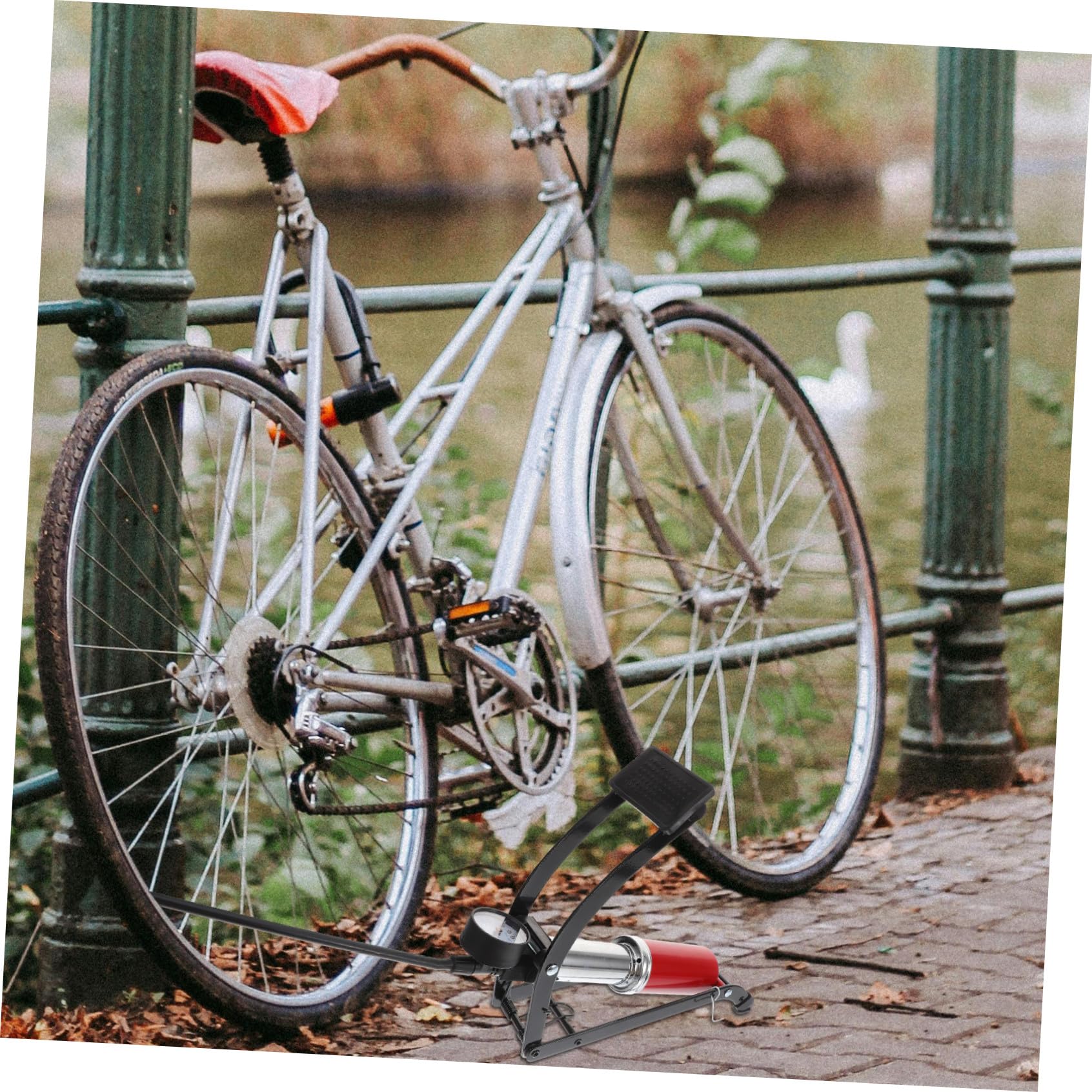 ifundom Bomba de Bicicleta de Hierro Compacta Alta Presión para Neumáticos y Balones, Inflador Portátil Adecuado para Ciclismo y Uso Doméstico