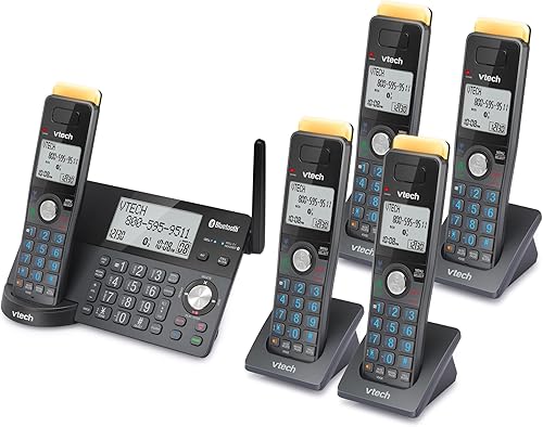 Miniatura 10 de VTech IS8128-51 Teléfono inalámbrico DECT 6.0 de 5 teléfonos de alcance súper largo para el hogar con contestador automático, rango de 2300 pies,