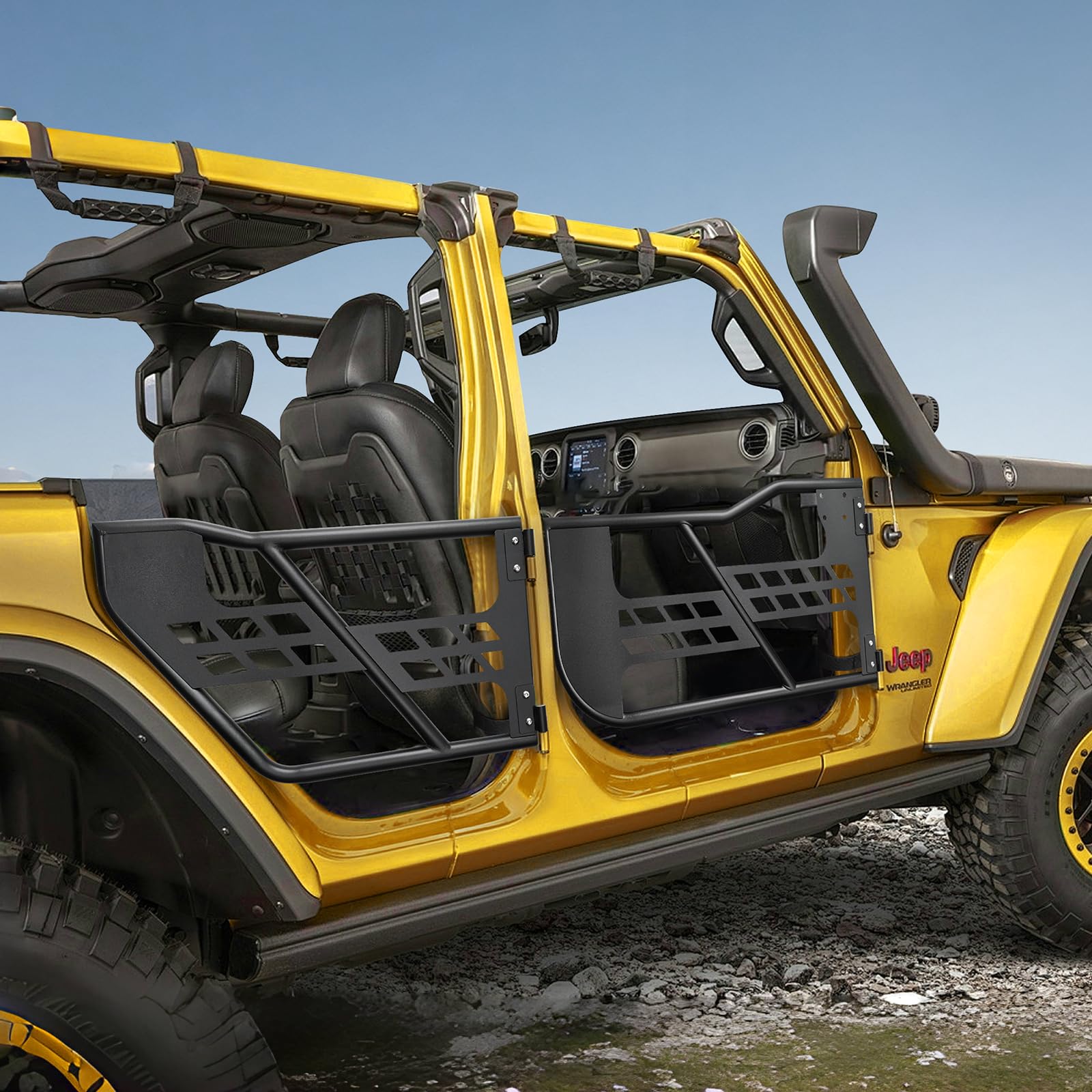 VEVOR Tube porte pour Jeep, 4 portes, porte tubulaire pour Jeep de style chasse avec charnières robustes, loquet OE, coussinets en caoutchouc et tube en acier trempé, pour Jeep Wrangler JK 2007-2018