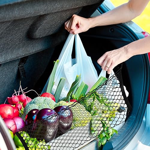 Miniatura 7 de 2 redes de carga traseras para SUV, organizador de almacenamiento de maletero de 35" a 48" ajustable, red de malla universal para SUVs, coches,