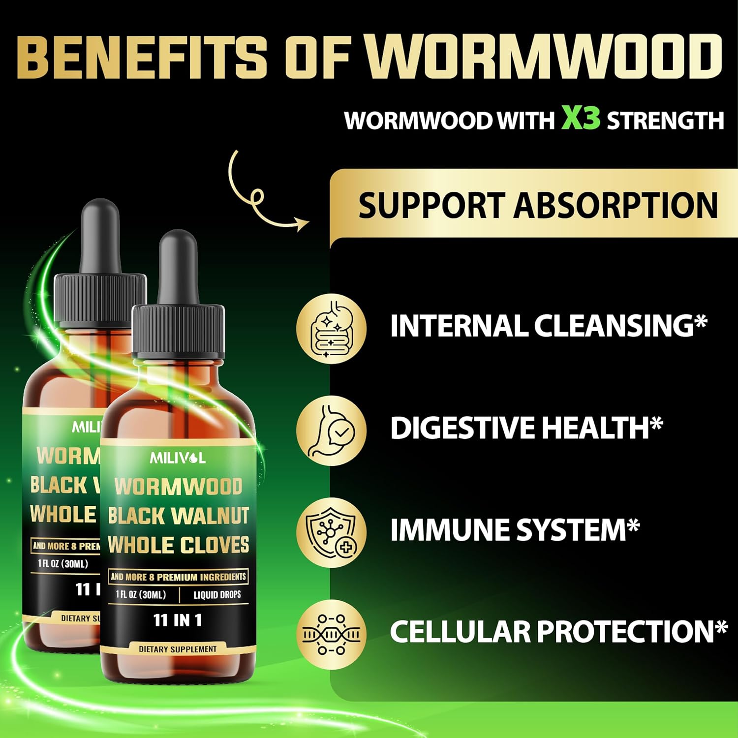 [ 2 Packs of 1Fl Oz Wormwood Liquid Drops - Wormwood Extract Tincture with Black Walnut, Whole Cloves & 8 More Herbs - Image 4