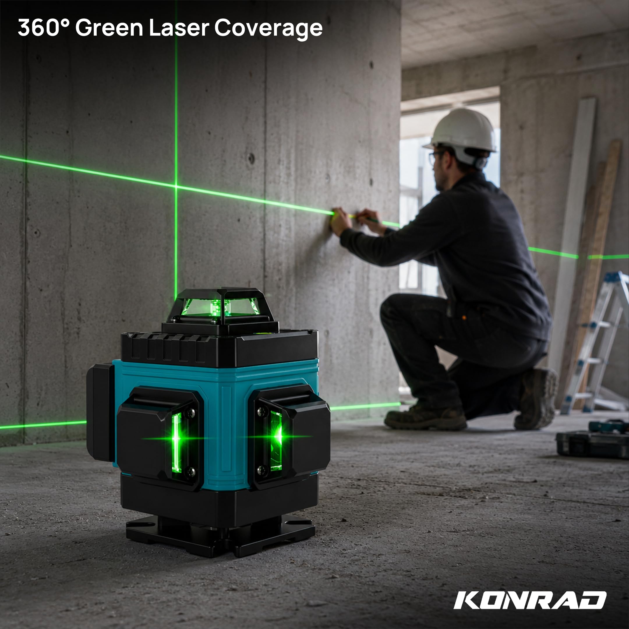 TOMAHAWK® BMT-1666 16 Lines Green Laser Level Pro, 4x360° 4D Green Cross Line Professional Laser for Construction, Two 360° Vertical/Horizontal Level Pulse Mode | 1 Mtr Tripod | 1