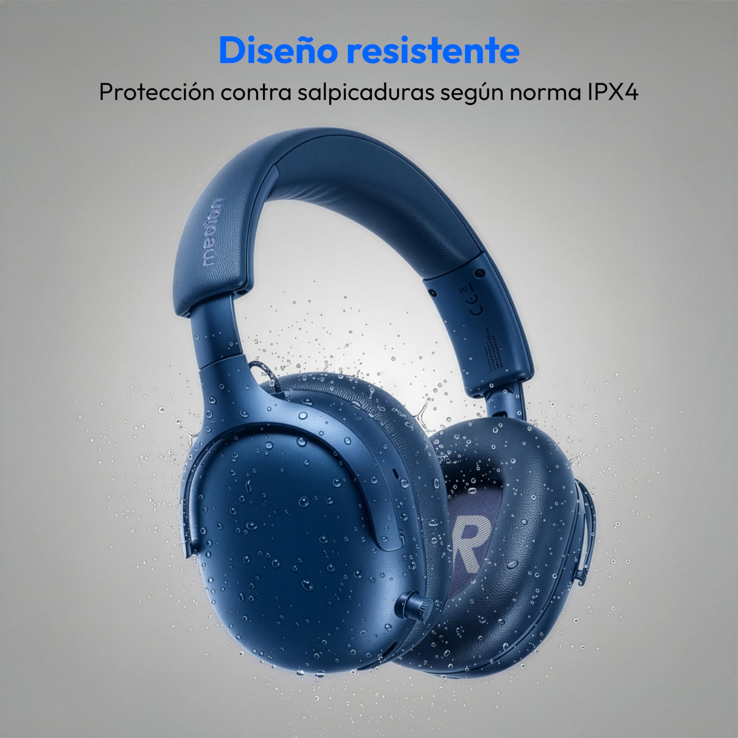 MEDION Auriculares Over Ear HX-1 Pro (inalámbricos, cancelación Activa de Ruido híbrida ANC, Bluetooth 6.0, 7+1 preajustes EQ, hasta 190 h de batería, protección contra Salpicaduras IPX4), Azul