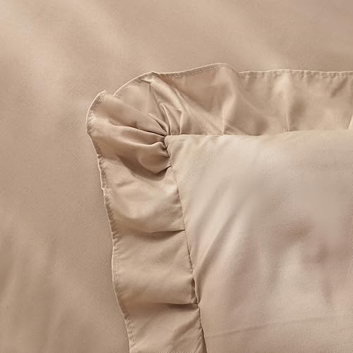 Miniatura 9 de JANZAA - Juego de 1 edredón acolchado tamaño queen y 2 fundas de almohada, con volantes, suaves, de estilo vintage, campestre, shabby chic para