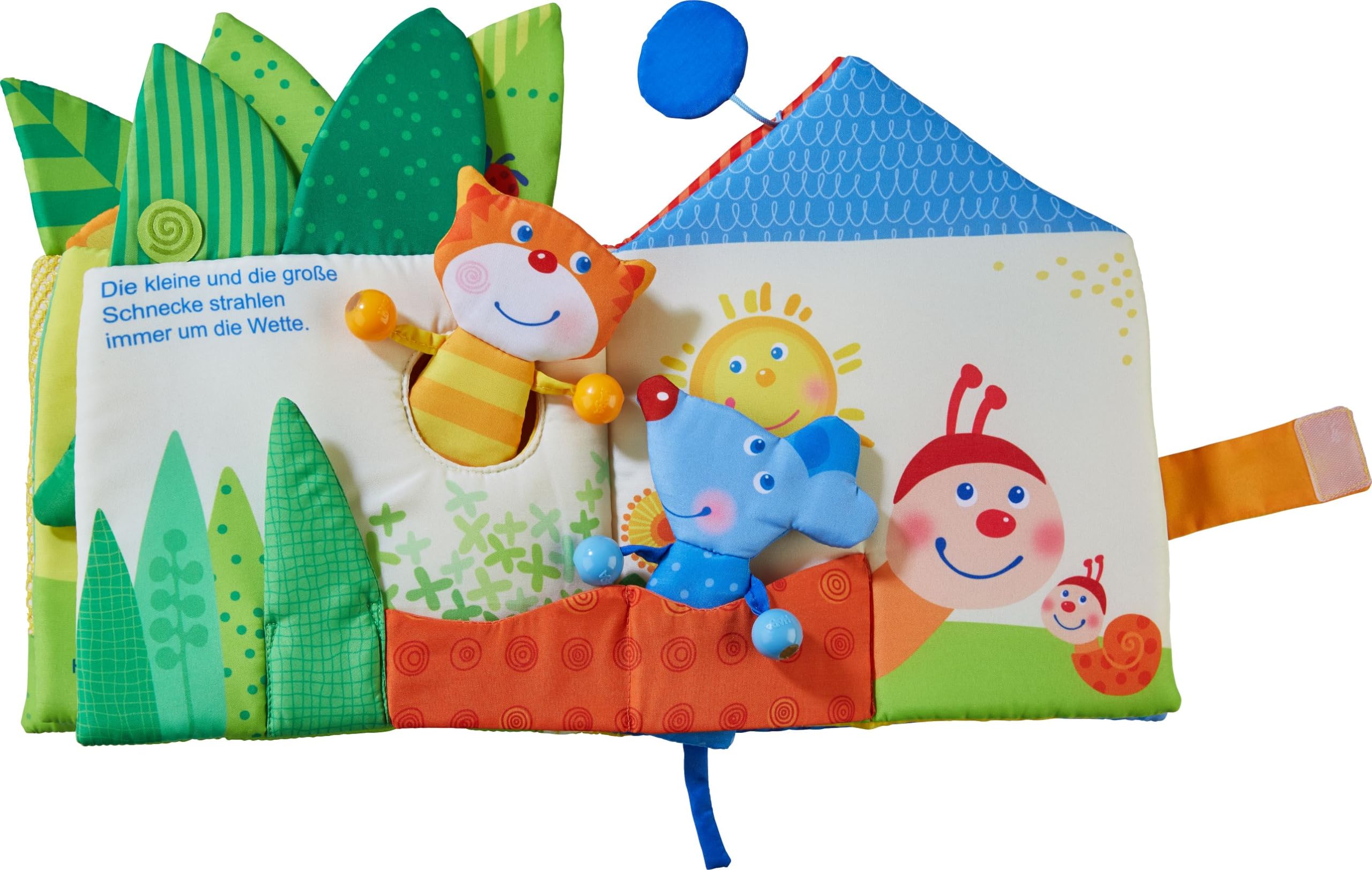HABA Stoffbuch Blätterhäuschen ab 10 Monaten - Baby Spielzeug mit Spiegel & Fühl-Elementen - Kleinkind Fühlbuch & Entdeckerbuch mit Fingerpuppen - Tolles Babygeschenk