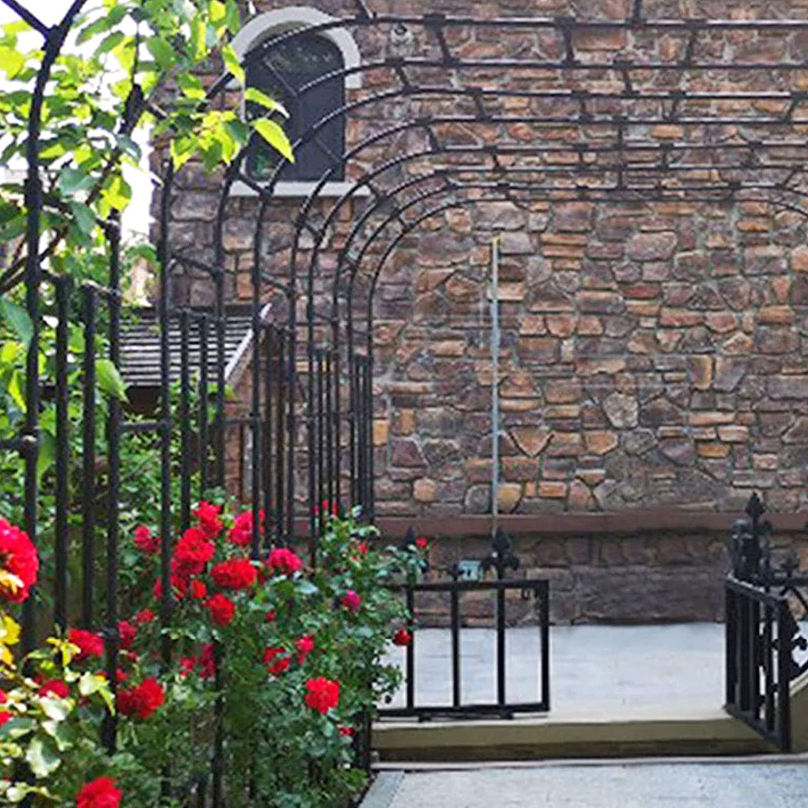 Pergola do roślin pnących, odporny na warunki atmosferyczne, pergola ogrodowa, pergola ogrodowa, pomoc dla roślin pnących, do podparcia róż, do użytku na zewnątrz, pergola (kolor: czarny, rozmiar: 60 x 240 x 40 cm)