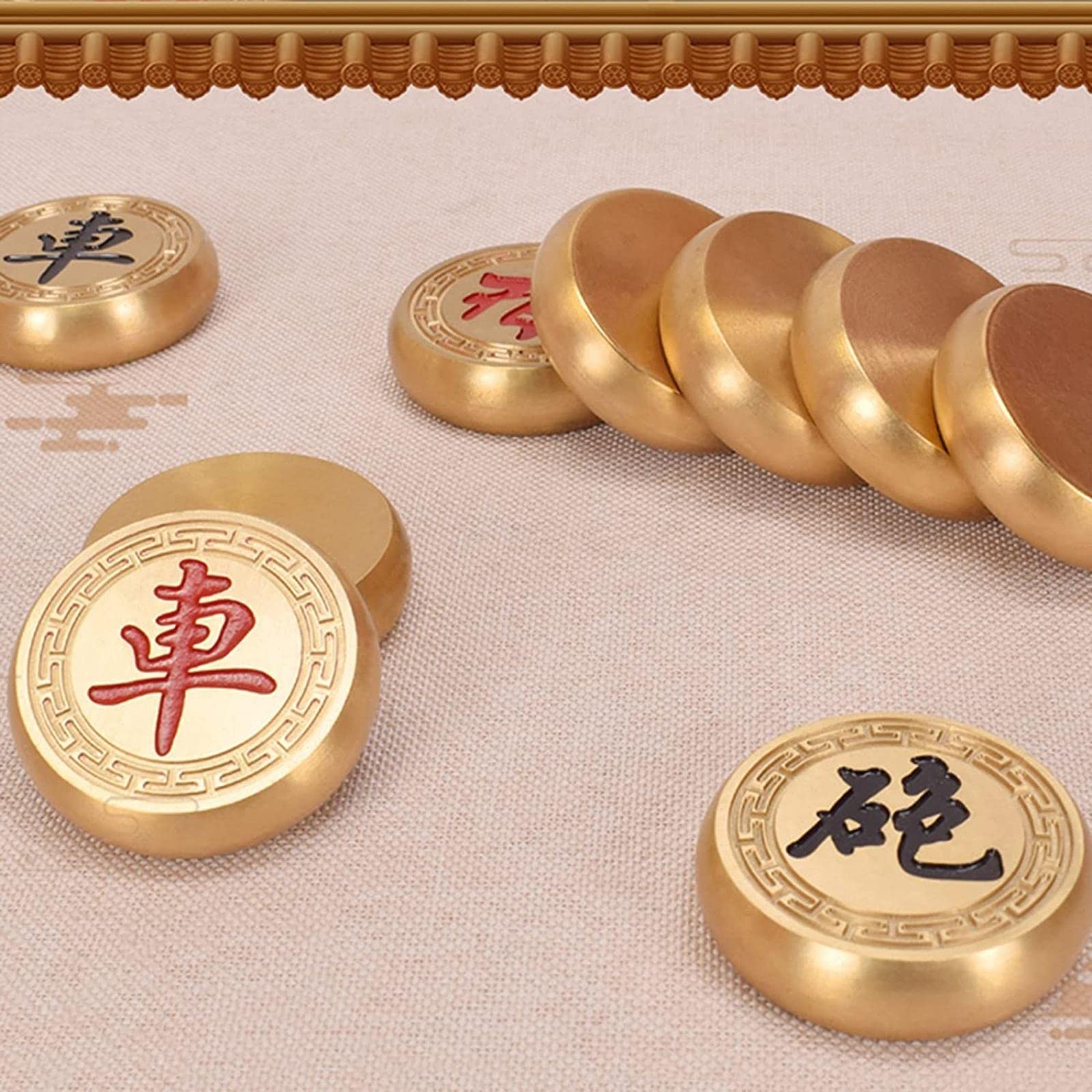 MRKU Set di Scacchi Cinesi in Ottone, Set di Scacchi Cinesi di Alta qualità, Giochi da Tavolo strategici per 2 Giocatori per Adulti e Famiglie, Il miglior Regalo
