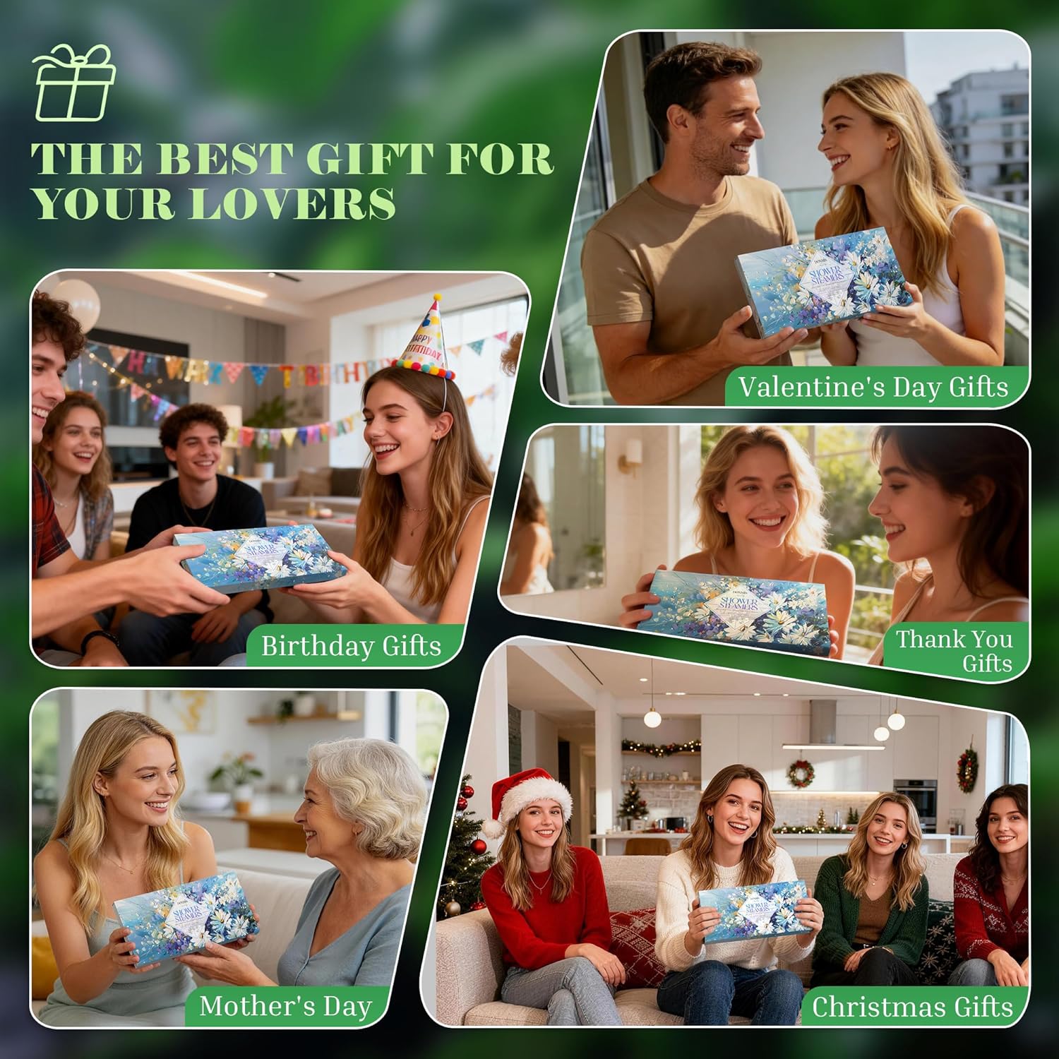 Shower Steamers Aromatherapy 8 Pack –Gifts for Women, Shower Bombs with Essential Oils, Self Care and Stress Relief Stocking Stuffers, Relaxation Birthday Gifts for Women and Men .Blue Garden Style