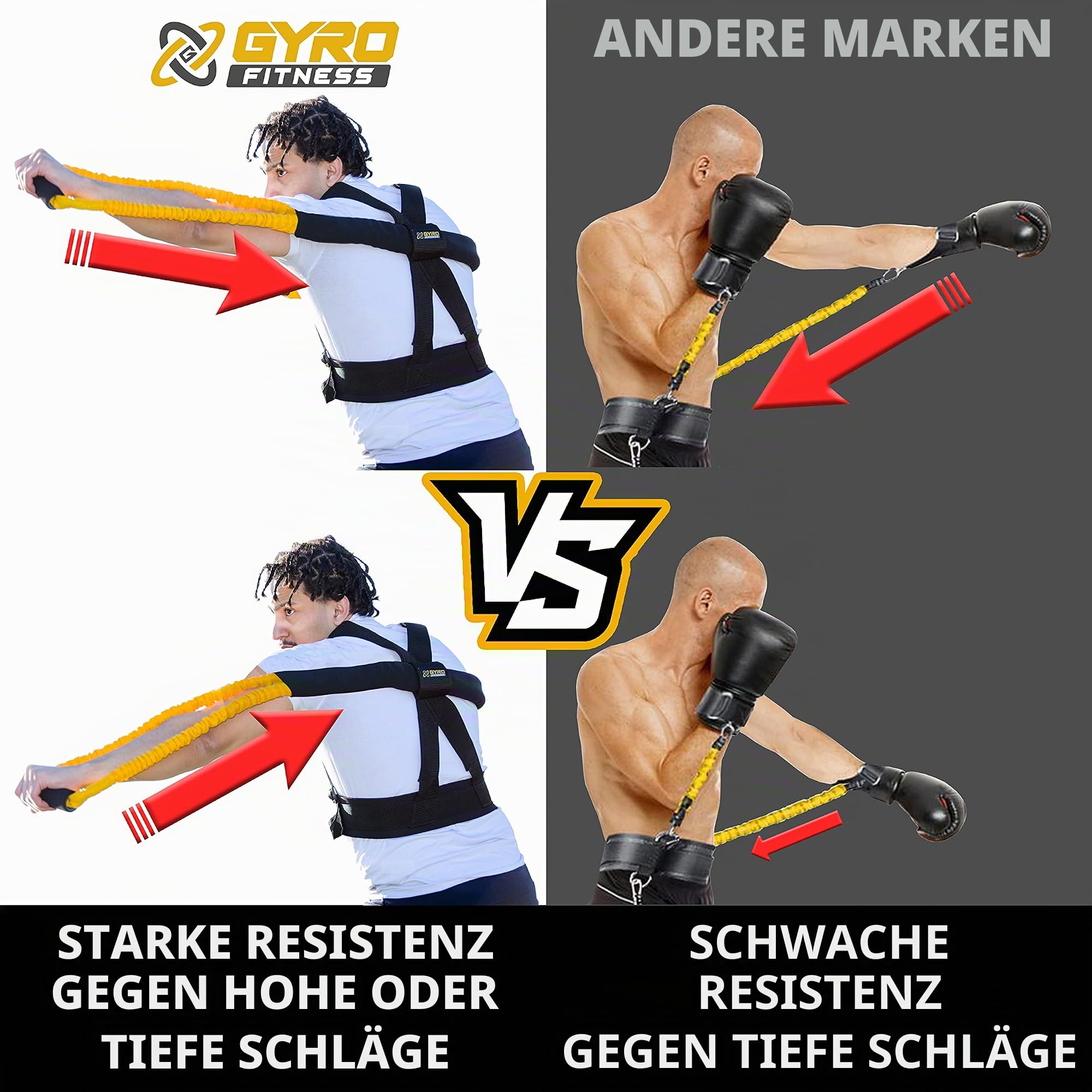 GYRO Fitness | Shadow Boxer Pro | Box-Widerstandsbänder-Set für Schattenboxen, kommt mit Knöchel-Widerstandsbändern mit Manschetten und Knöchelriemen | ideale Ergänzung für Ihre Heimboxausrüstung