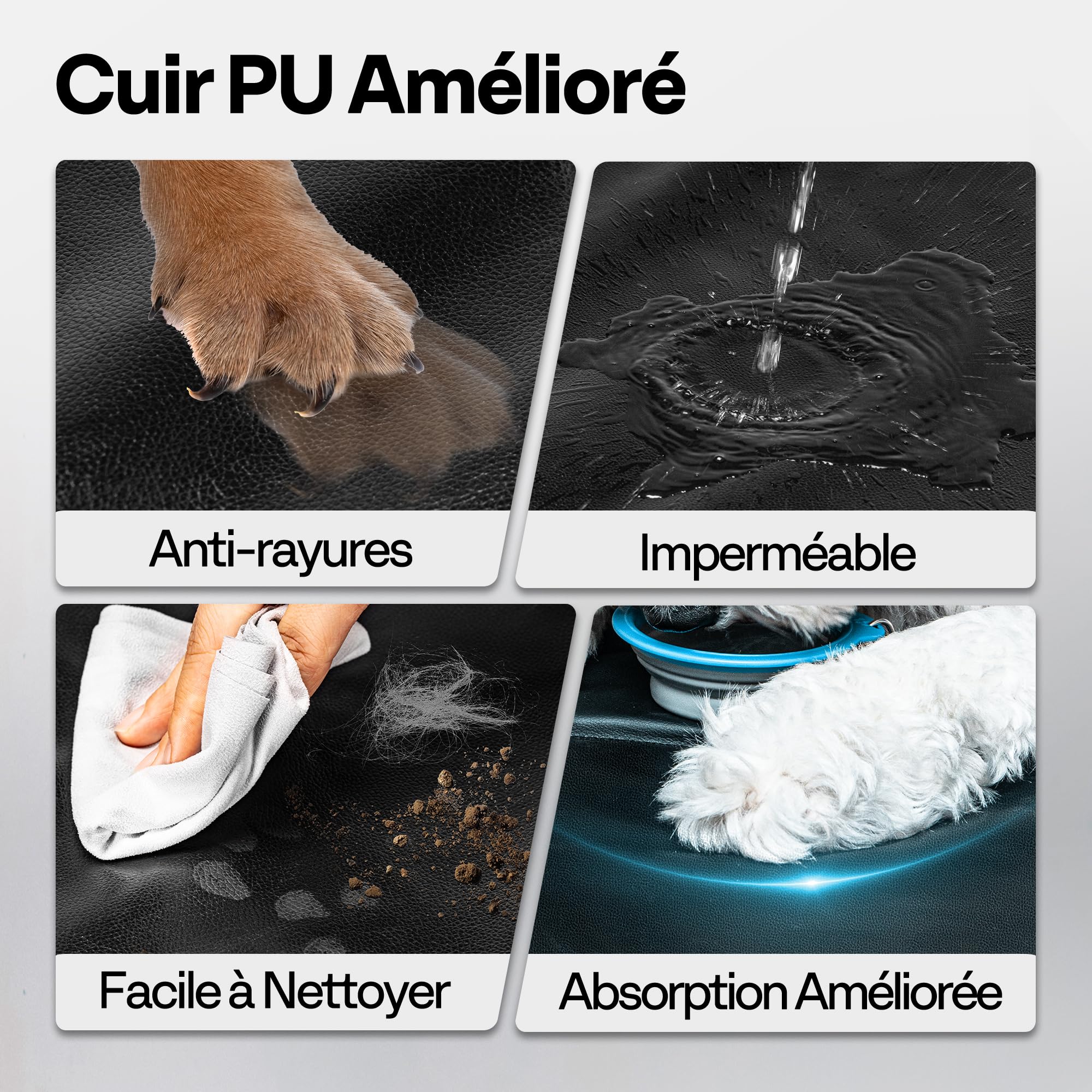 Couverture pour Chien Voiture Siège Arrière Rigide et Imperméable Anti-Rayures Protection Latérale et Fenêtre de Visualisation Convient SUV et Petits Camions