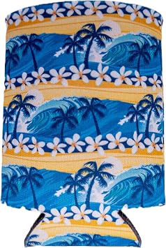 Waves Tropical Beach Pattern Collapsible Can Coolie