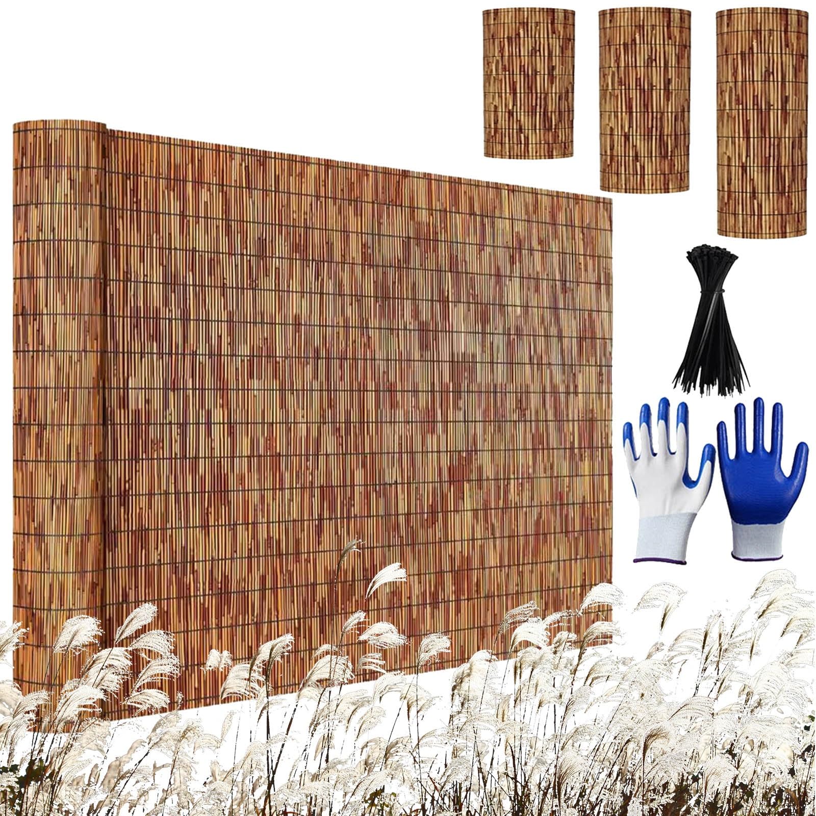 Canisse Roseau Naturel Brise Vue pour Clôture Jardin, Paravent Extérieur Protection Intimité, Rouleau Canisse Roseau Résistant Brise-Vent Pare-Soleil Balcon Terrasse(61x914cm(2x30ft))
