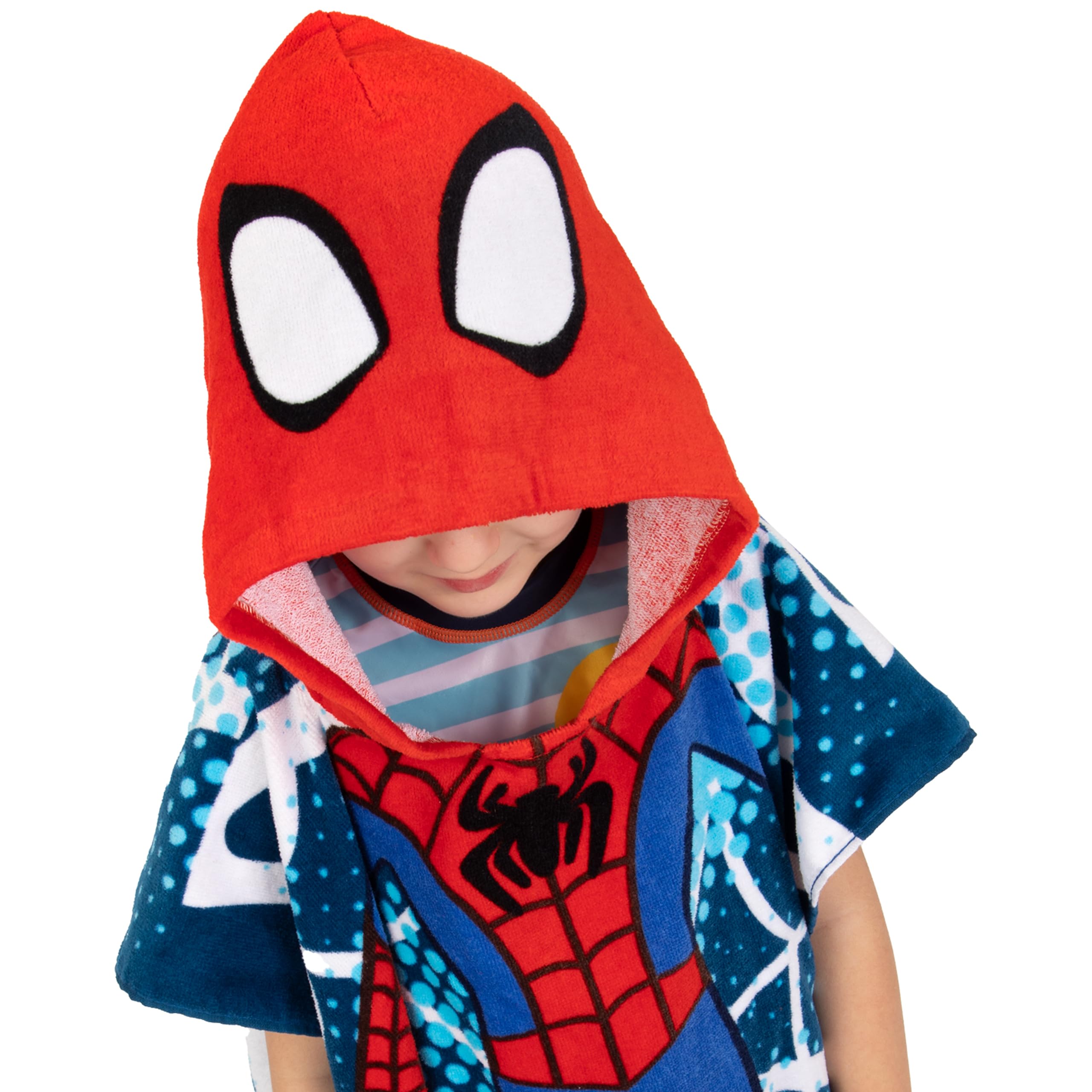 Marvel Poncho De Bain Enfant, Serviette Piscine Enfant Spiderman, Serviette De Plage Capuche Spidey, Taille Unique Bleu