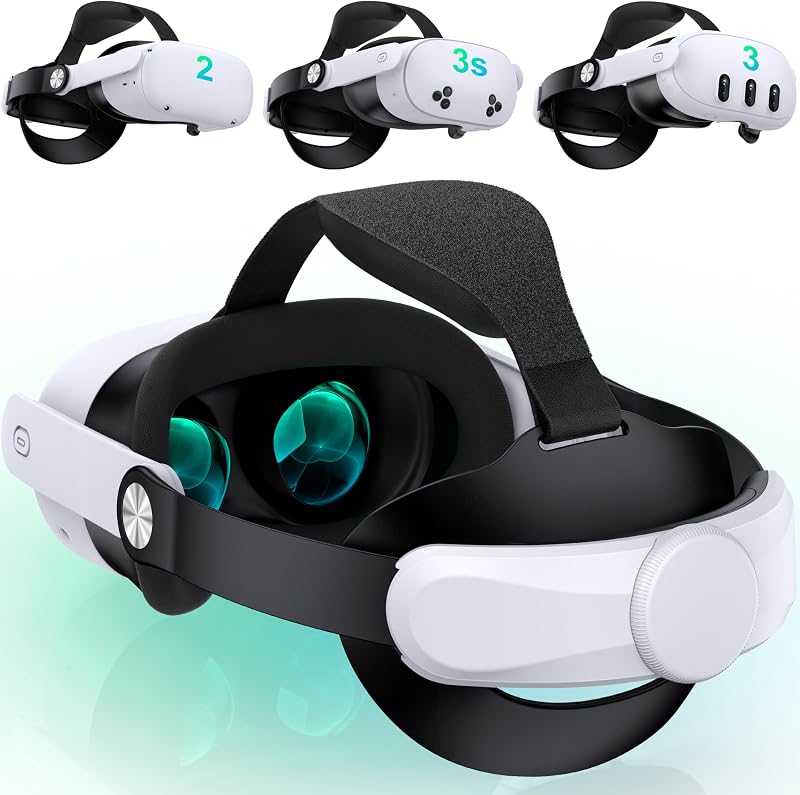 DXKK Correa para la Cabeza para Meta Quest 3S/Quest 3/Quest 2, Correa para Auriculares VR de Comodidad Mejorada con diseño de Realidad de Cambio rápido, diales de Ajuste