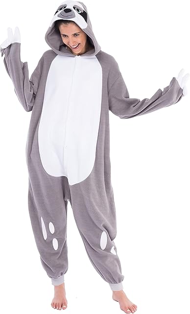 Spooktacular Creations Adult Unisex Onesie Pajama Plush Cosplay Sloth Animal Costume