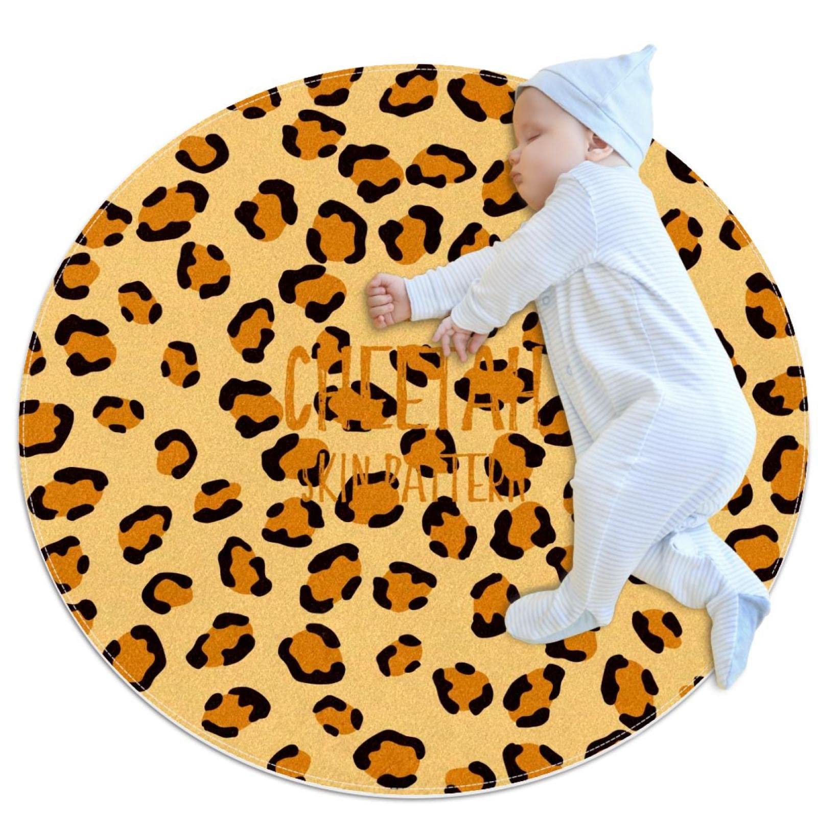 Tapis de salle de bain guépard rond 1m de diamètre antidérapant pour chambre et salon