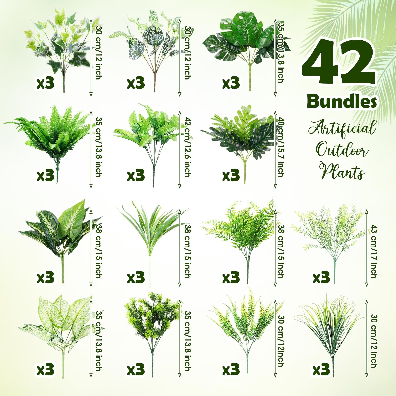 42 Bündel Künstliche Outdoor-Sträucher – UV-beständige Deko Für Garten & Terrasse (ca. 30,5 Cm)