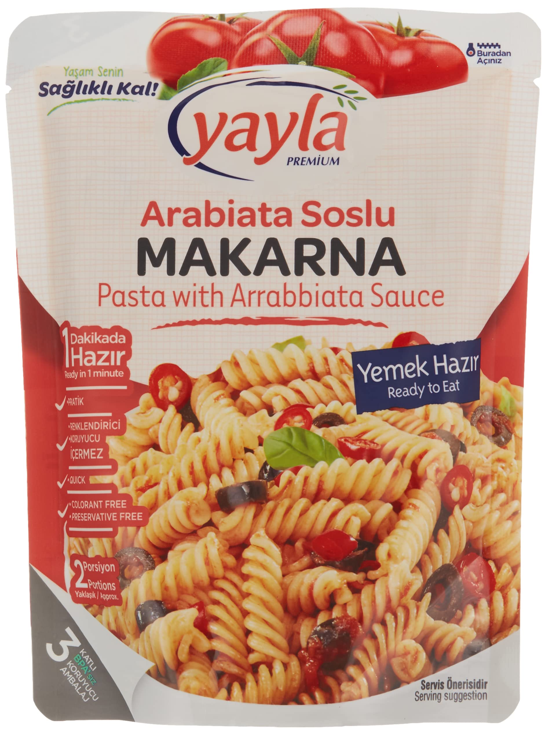 Yayla Hazır Arabiata Soslu Makarna 250 Gr Tekli Paket