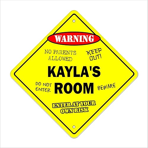 Kayla's Room Sign Crossing Zone Xing Interiorexterior Letrero de plástico de 12 pulgadas de alto para decoración de dormitorio de niños, puerta