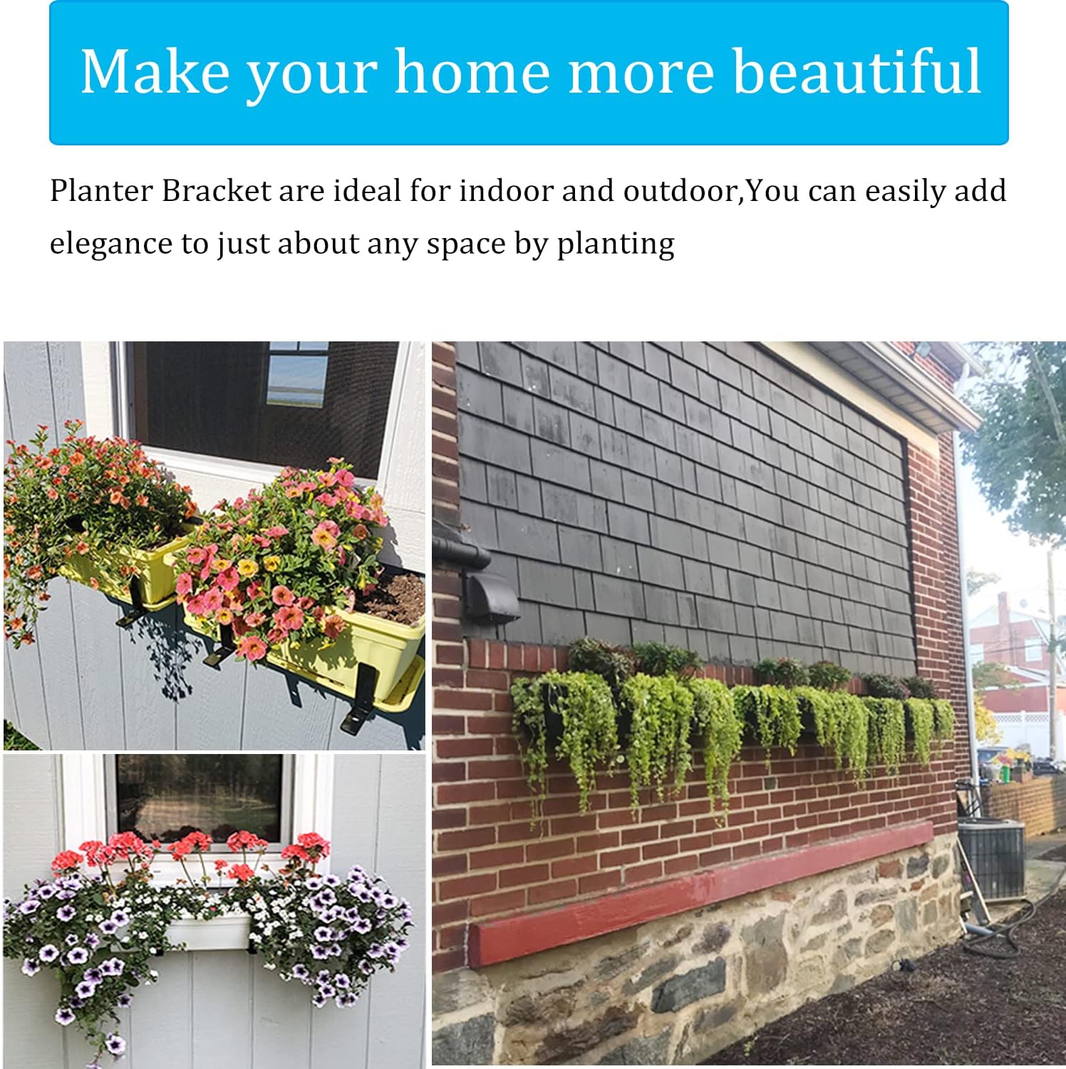 Flower Window Box Bracket Adjustable Planter Box Bracket,Planter Shelving with Adjustable Size