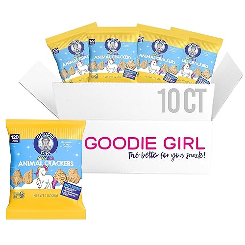 Goodie Girl, Magical - Paquetes de bocadillos de galletas de animales sin gluten, sin maní, sin lácteos, sin huevos, 120 calorías cada uno (paquete