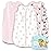 Cute Castle Baby Sleep Sack 0-6 Months - Lightweight 100% Cotton 2-Way Zipper TOG 0.5 Infant Wearable Blanket, Newborn Essentials Toddler Sleep Clothes, 3 Pack(Pink, Bear, Bear Claw)