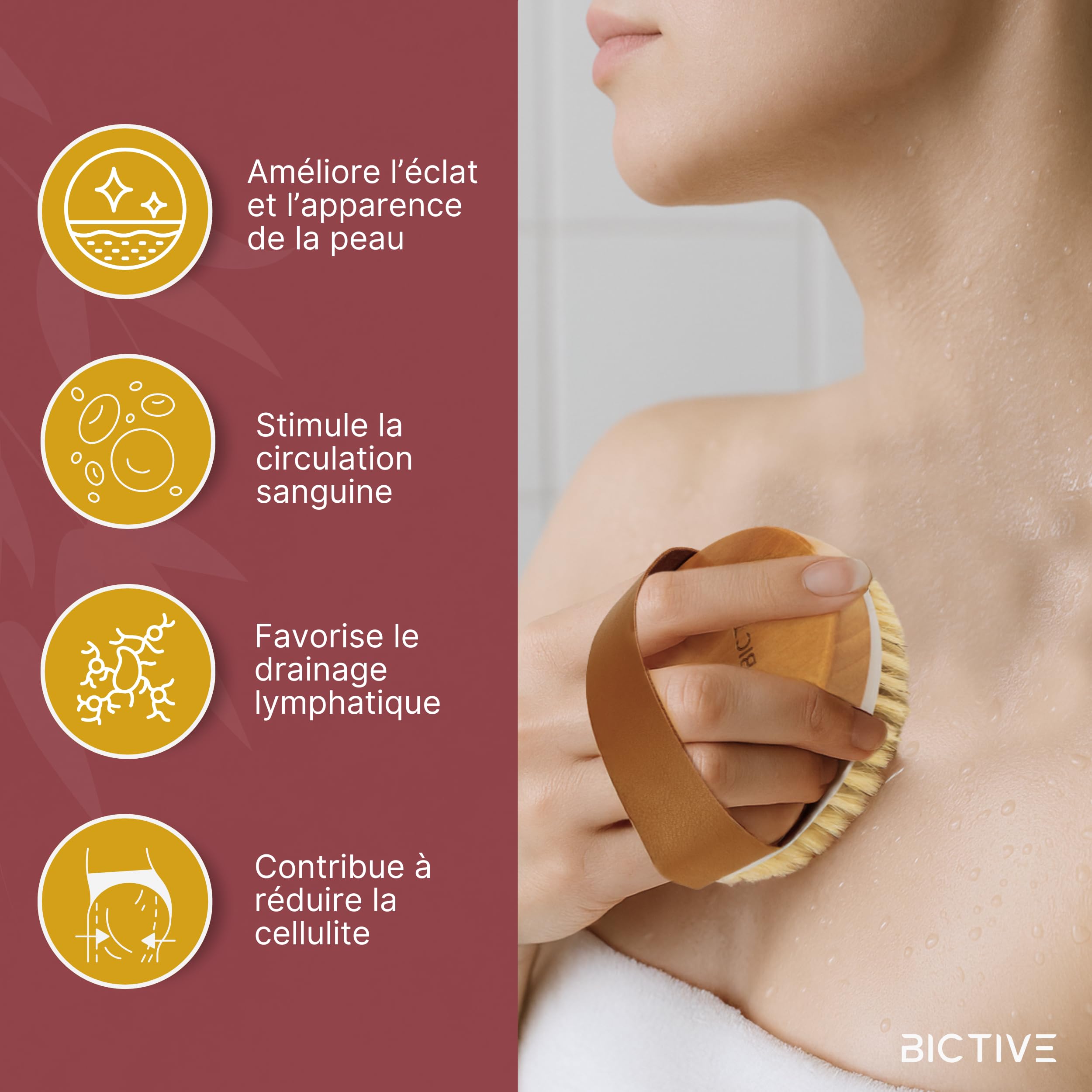 Kit Premium de 2 Brosses de Corps à Sec avec Poils Naturels. Brosse Exfoliante pour le Corps. Brossage à Sec de Cellulite, Drainage Lymphatique, Circulation & Éclat de la Peau. Dry Brush