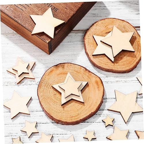 Miniatura 5 de Estrellas de madera sin terminar, 500 unidades, varios tamaños (0.4 in-1.2 in)