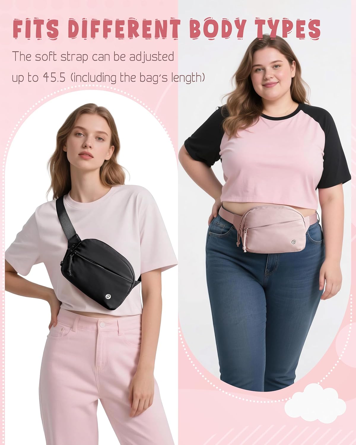 Fanny Pack for Women, Crossbody Sling Bag Waist Bag with Multiple Pockets and Adjustable Strap, Black - Image 5