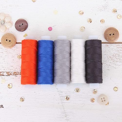 Threadart Juego de hilos de algodón perlado de 5 colores Bobinas de 75 yardas tamaño 8 Algodón Perle para pulseras de la amistad, ganchillo, punto