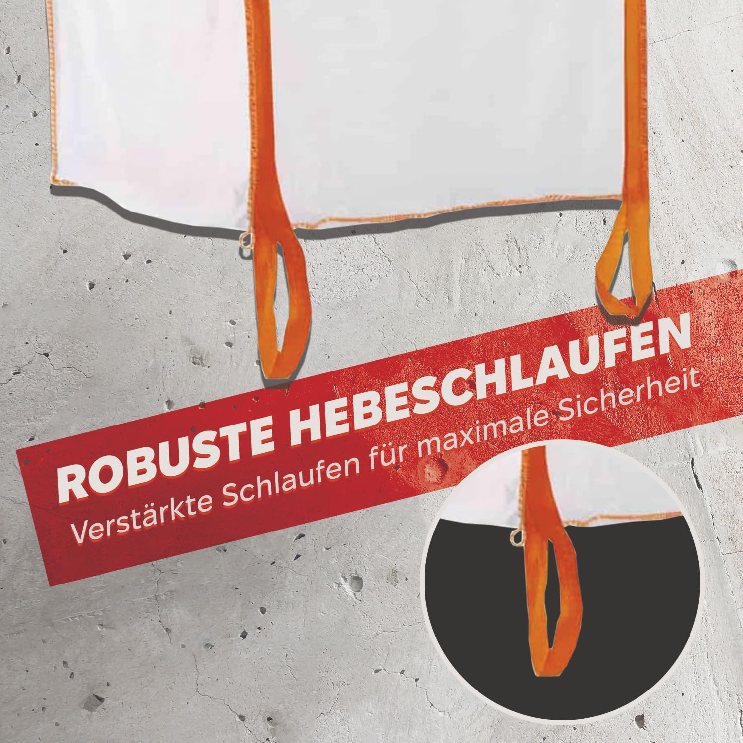 Big Bag mit 6 Schlaufen, 2 Schlaufen unten, 4 Schlaufen zum Heben - Säcke für Bauschutt, Holz, Gartenabfälle, Sand - Kiessäcke 90 x 90 x 90 cm, Big Bags mit einer Tragfähigkeit von 1000 kg (15 stück)