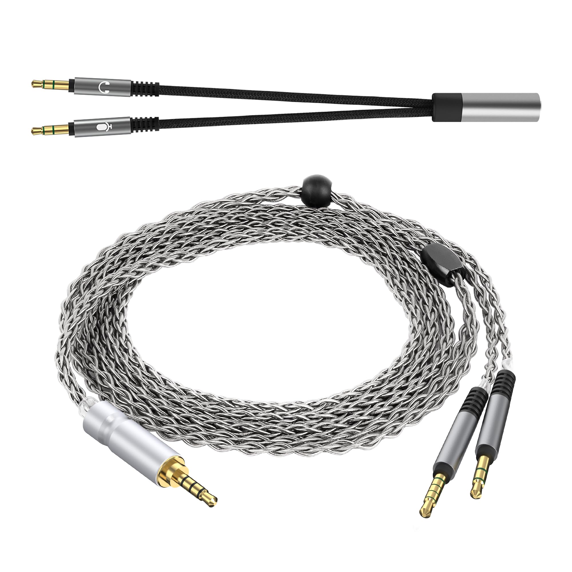 Geekria Apollo Câble Audio En Cuivre Monocristallin Compatible Avec Casque De Jeu Audiophile VZR Model One, 3,5 Mm Vers Double 3,5 Mm (1,5 M