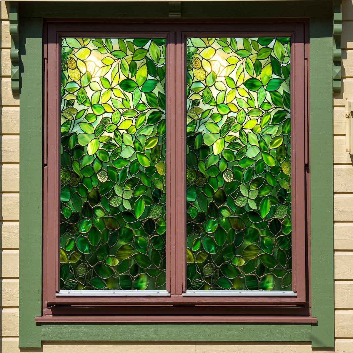 Lbhswwx Multiple Colors Green Leaf Window Sticker, 100 X 45 Cm, Static Cling