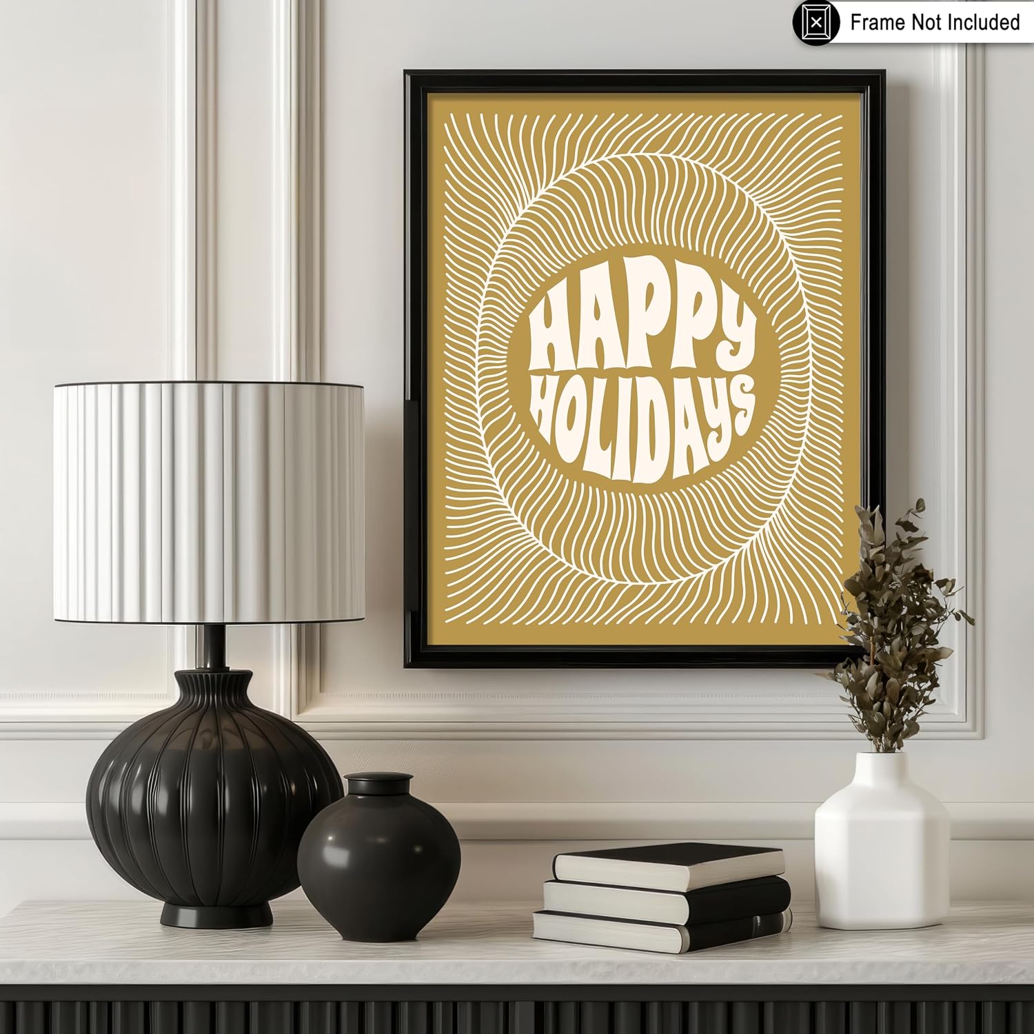 Poster Master Happy Holidays Print - Christmas Poster - Trendy Art - Minimal Wall Design - Trendy Gift for Men & Women - Decor for Office, Bedroom or Living Room - 8x10 UNFRAMED Wall Art