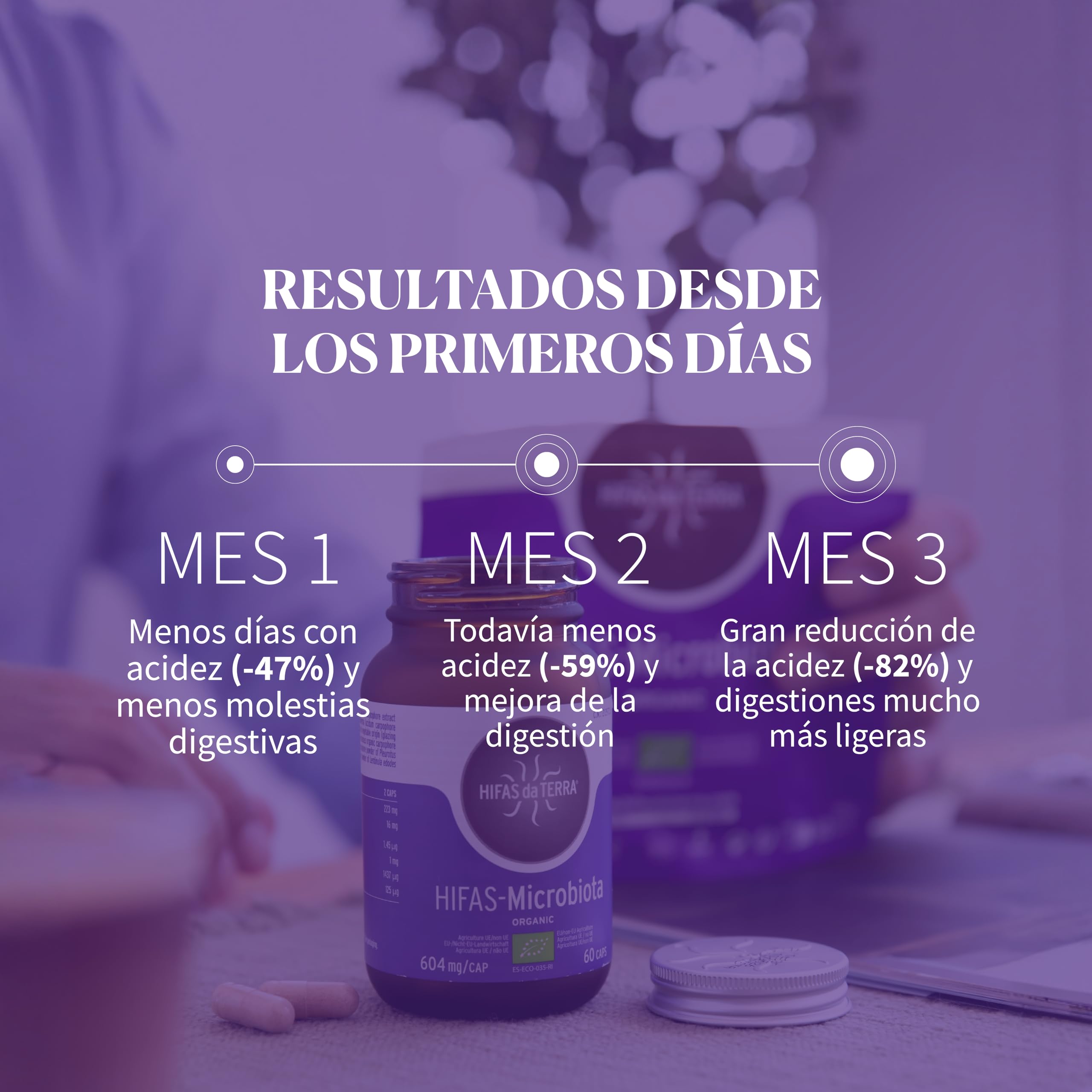 HIFAS DA TERRA - HIFAS-Microbiota Extractos de Hongos Puros de Reishi, Melena de León, Pleurotus y Shiitake para el Bienestar Digestivo, con Efecto Prebiótico - Refill 60 Cápsulas