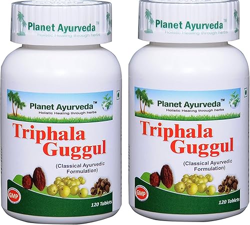 Planet Ayurveda Triphala Guggul - 2 Botellas (Cada 120 Tabletas, 500 mg)