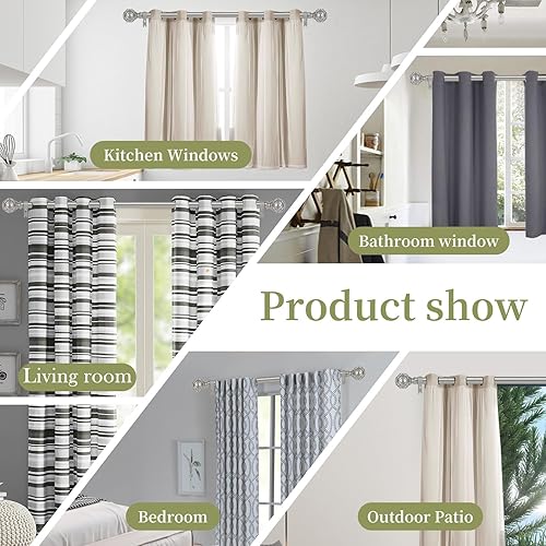 Miniatura 5 de TANGWIN Barras de cortina plateadas para ventanas de 48 a 84 pulgadas (4-7 pies), barra de cortina ajustable de 1 pulgada, barras de cortina