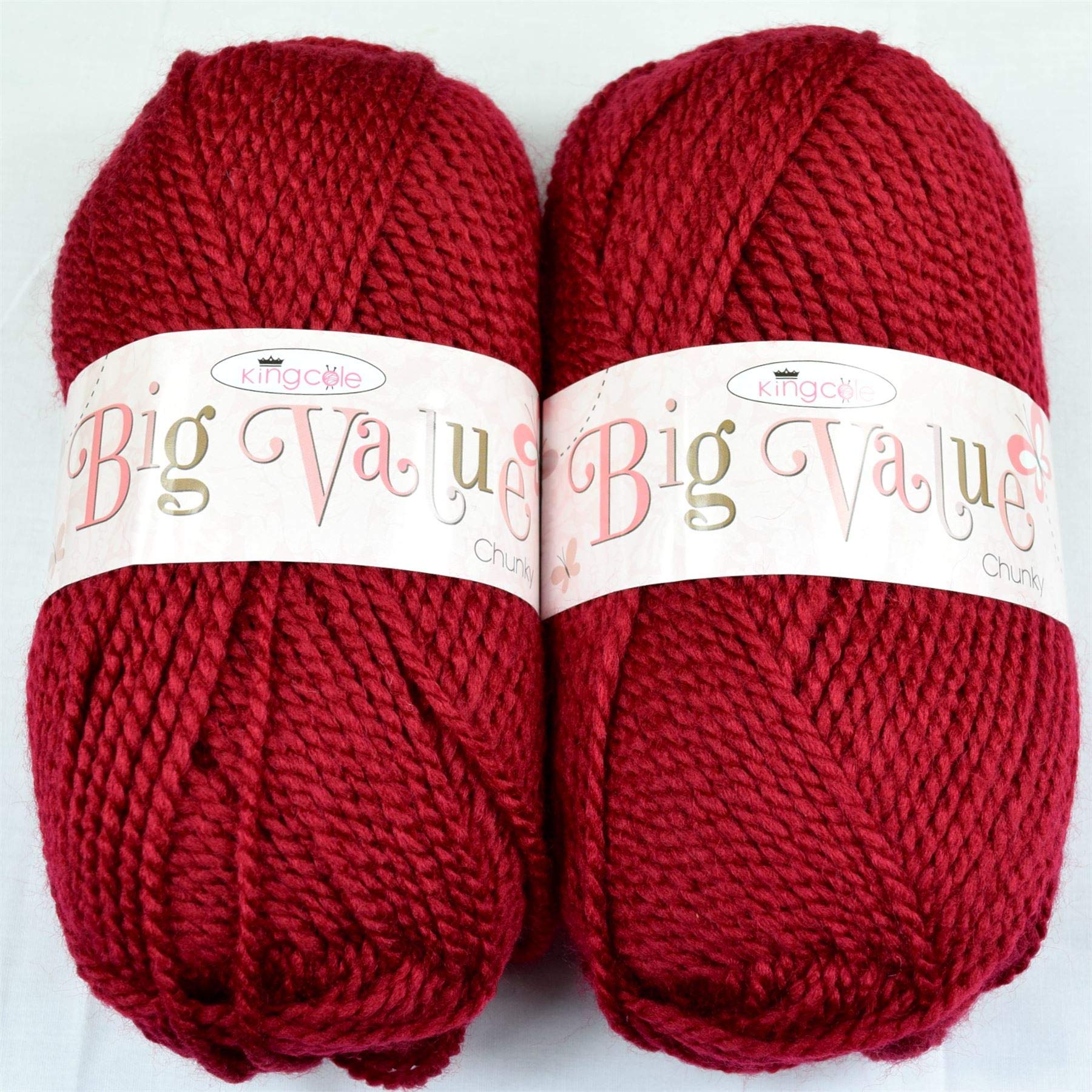 SleepyNights Big Value Chunky Knitting Yarn Wool Acrylic 2 Pack (2 x 100g) - Wine
