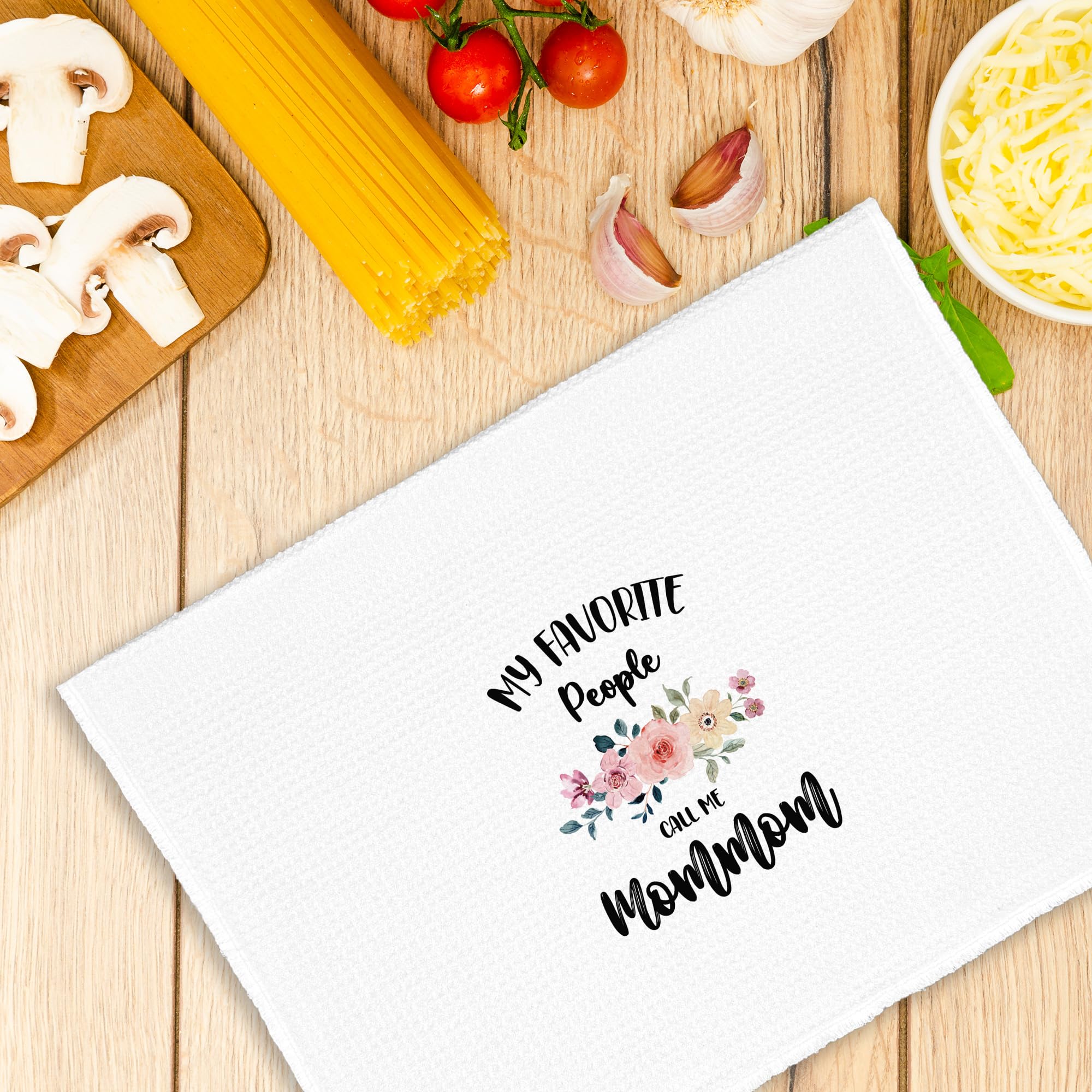 Mommom Grandma Kitchen Towels, My Favorite People Call Me Mommom Gifts for Grandma Birthday Christmas Mother's Day Mom,Floral Hand Towels Decor for Bathroom,Rustic Dish Tea Towel Home 16x24in