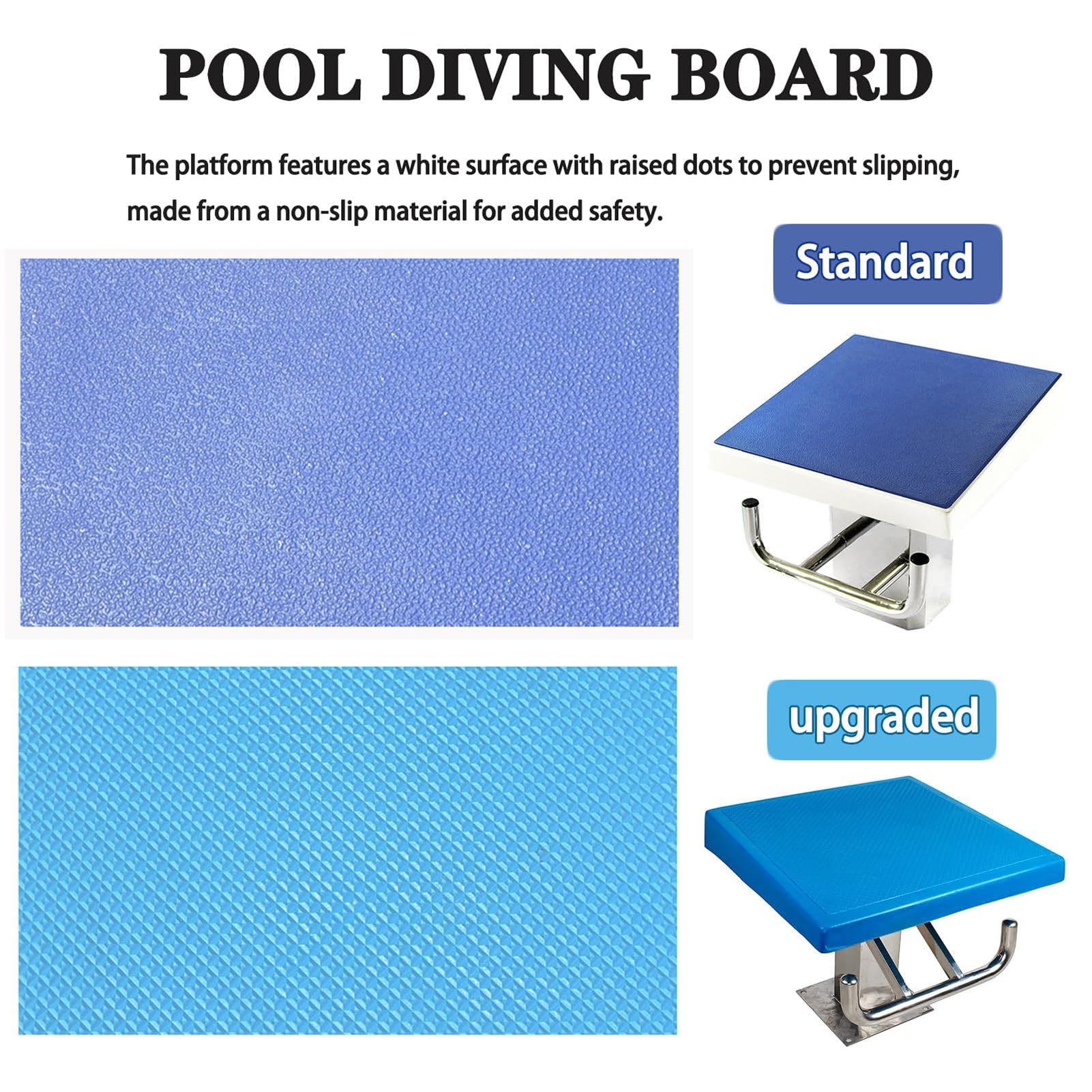 Piattaforma per Tuffi in Piscina,Trampolino per Tuffi,Superficie Antiscivolo in Acciaio Inox Inclinata a 15°,Portata 600Lbs/280kg per Trampolino da Piscina e Piattaforma Competizione di Nuoto