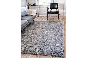 Ollie's Rugs: Solid Shag Collection 5'1 x 8' Area Rug in Cloud Gray