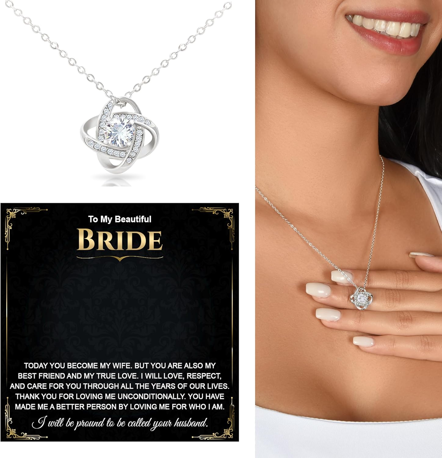 Groom To Bride Necklaces, Groom To Bride Necklace Gifts With Message Card, Groom To Bride Necklace For Wedding Day, To My Bride Necklace, Bridal Shower Necklace Gifts For Bride To Be