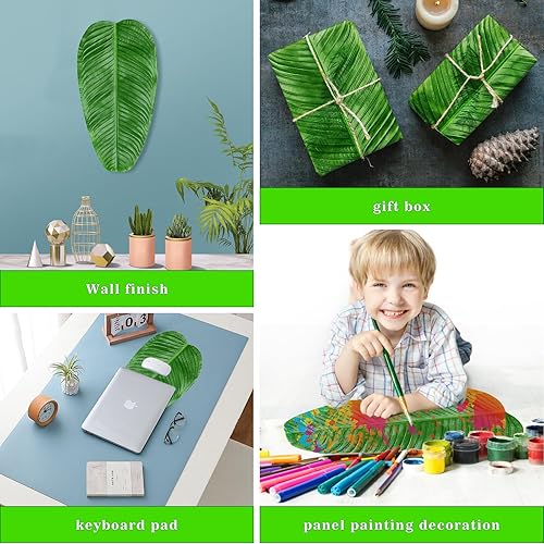 Miniatura 7 de Hojas de plátano artificiales grandes hawaianas Luau Party Leaf 5 Pack